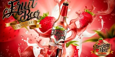 Layered design of strawberry drink